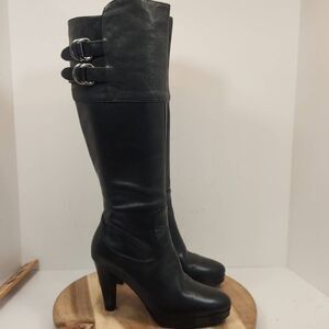 COLE HANN AIR COURTNEY PLATFORM HEEL BOOT women’s size 7.5 B Black